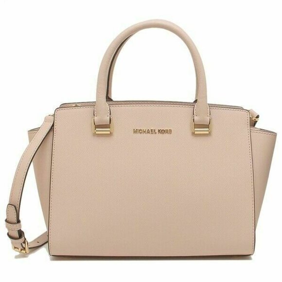 MKSelma Medium Satchel Blossom w Gold Hardware